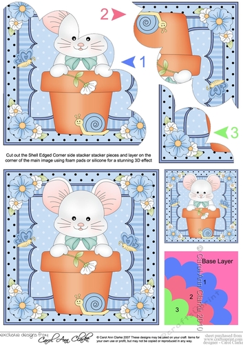 Flower Pot Friends Cute Little Mouse Shell Edged Corner Side Stacker