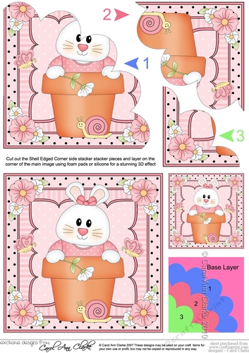 Flower Pot Friends Cute Little Bunny Shell Edged Corner Side Stacker