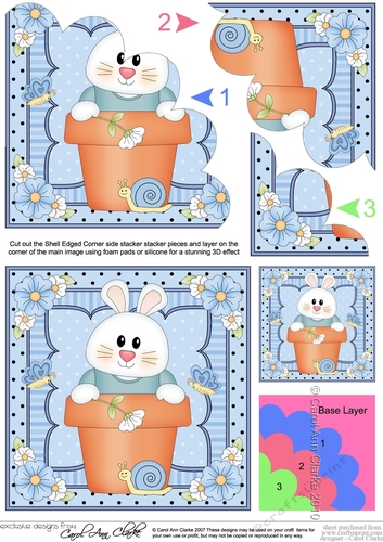 Flower Pot Friends Cute Little Bunny Shell Edged Corner Side Stacker