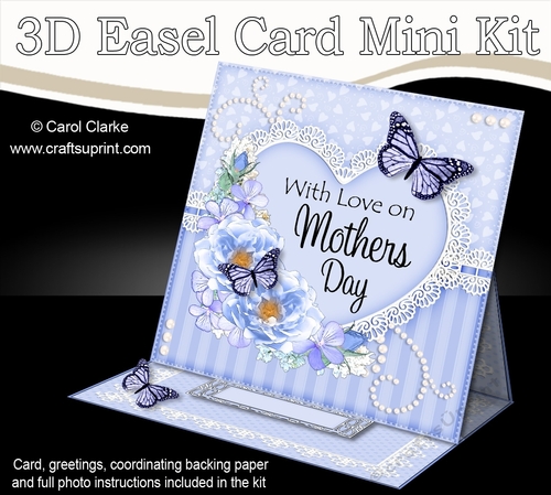 3D Easel Card Mini Kit - A Touch of Elegance Mothers Day - Flowers, Heart Lace, Butterflies & Pearls