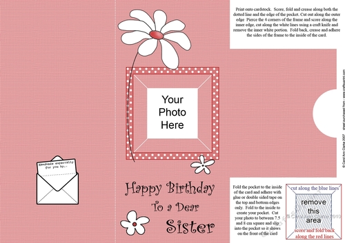 Add a Photo Daisy Birthday Sister with easy fold frame
