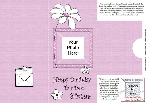 Add a Photo Daisy Birthday Sister with easy fold frame