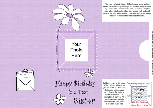 Add a Photo Daisy Birthday Sister with easy fold frame