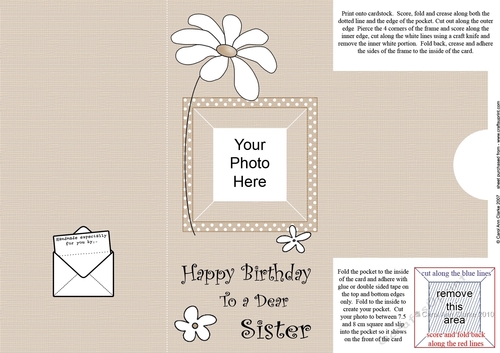 Add a Photo Daisy Birthday Sister with easy fold frame
