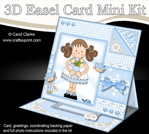 3D Easel Card Mini Kit - Pretty in Blue - Cute Girlz