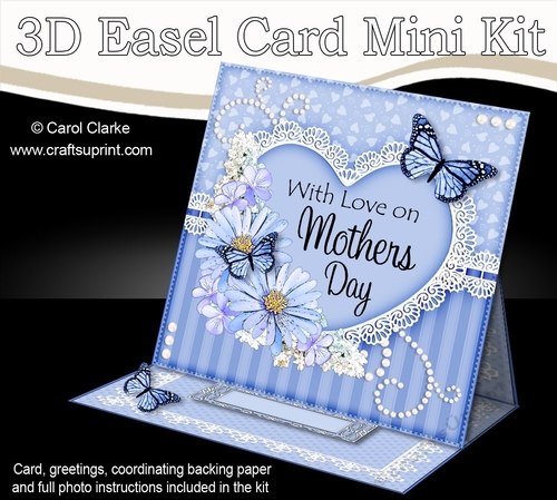 3D Easel Card Mini Kit - A Touch of Elegance Mothers Day - Flowers, Heart Lace, Butterflies & Pearls