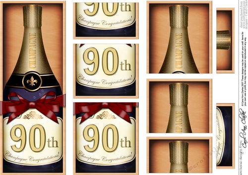 DL 90th Birthday Champagne in a Box with top & bottom stacker