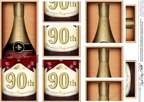 DL 90th Birthday Champagne in a Box with top & bottom stacker