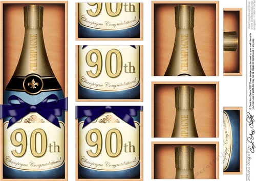 DL 90th Birthday Champagne in a Box with top & bottom stacker