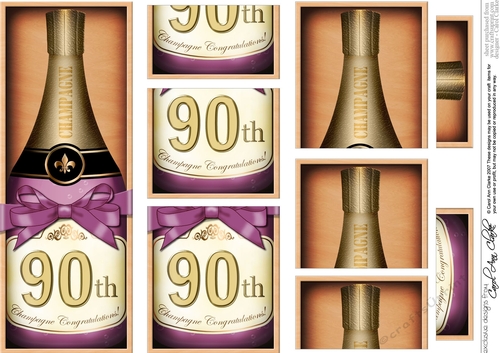 DL 90th Birthday Champagne in a Box with top & bottom stacker