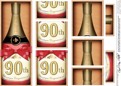 DL 90th Birthday Champagne in a Box with top & bottom stacker