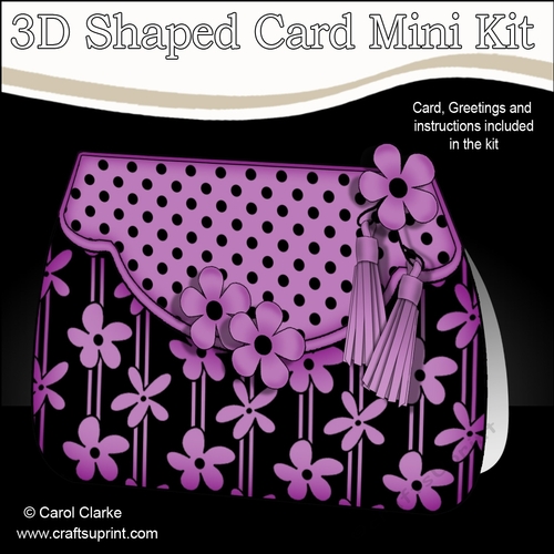 3D Shaped Card  Kit - Pretty Daisy & Dots Fold Over Clutch Bag