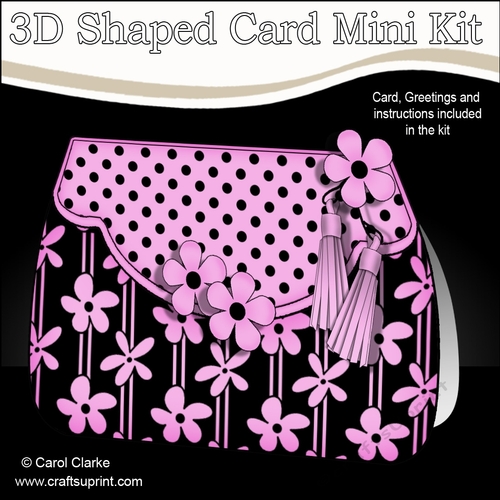 3D Shaped Card  Kit - Pretty Daisy & Dots Fold Over Clutch Bag