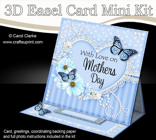 3D Easel Card Mini Kit - A Touch of Elegance Mothers Day - Flowers, Heart Lace, Butterflies & Pearls