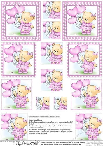 Hunney Bear Rosie has Pretty Balloons - Pyramage sheet