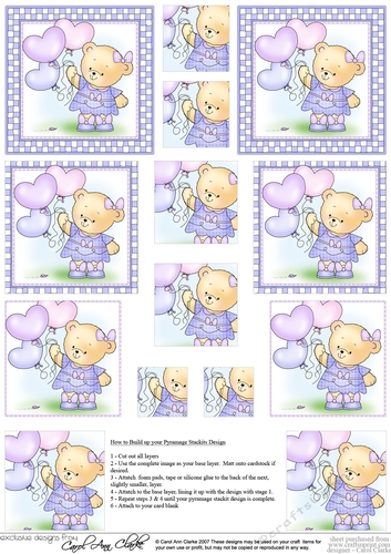Hunney Bear Rosie has Pretty Balloons - Pyramage sheet