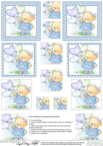 Hunney Bear Rosie has Pretty Balloons - Pyramage sheet