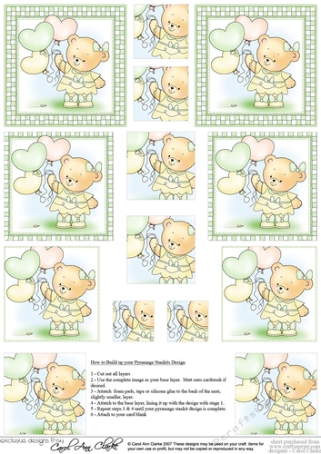 Hunney Bear Rosie has Pretty Balloons - Pyramage sheet