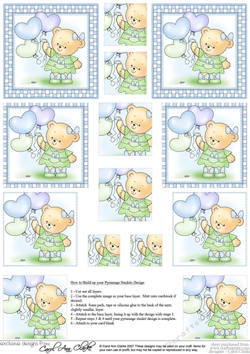 Hunney Bear Rosie has Pretty Balloons - Pyramage sheet
