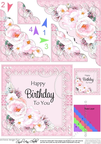 A Touch of Elegance Birthday Flowers Pearls and Lace Scalloped Corner Stacker