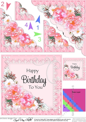 A Touch of Elegance Birthday Flowers Pearls and Lace Scalloped Corner Stacker
