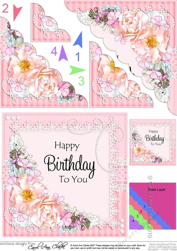 A Touch of Elegance Birthday Flowers Pearls and Lace Scalloped Corner Stacker