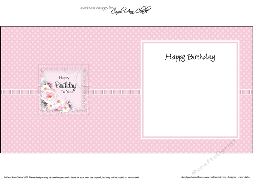 A Touch of Elegance Birthday Flowers Pearls and Lace square landscape insert