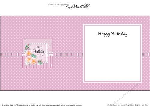 A Touch of Elegance Birthday Flowers Pearls and Lace square landscape insert