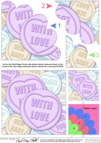 With Love Sweet Heart Shell Edged Corner side stacker