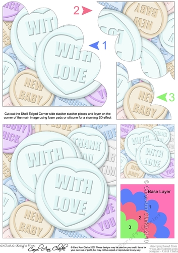With Love Sweet Heart Shell Edged Corner side stacker