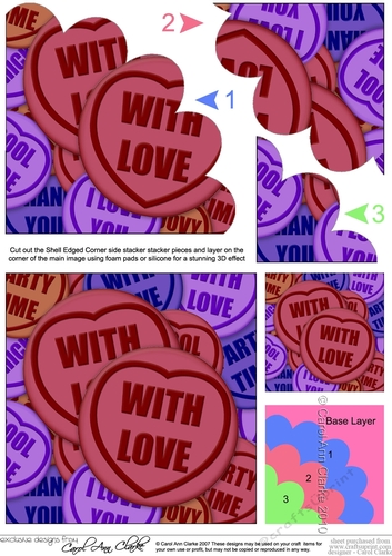 With Love Sweet Heart Shell Edged Corner side stacker