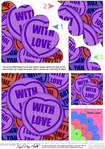 With Love Sweet Heart Shell Edged Corner side stacker