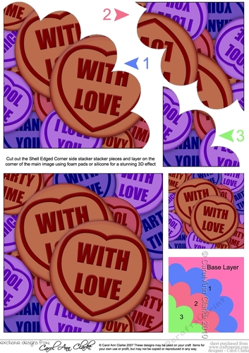 With Love Sweet Heart Shell Edged Corner side stacker