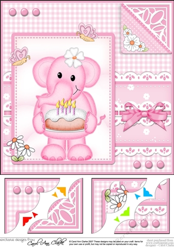 8 x 8 Lola Elephant & Lace Scalloped Corner Topper 