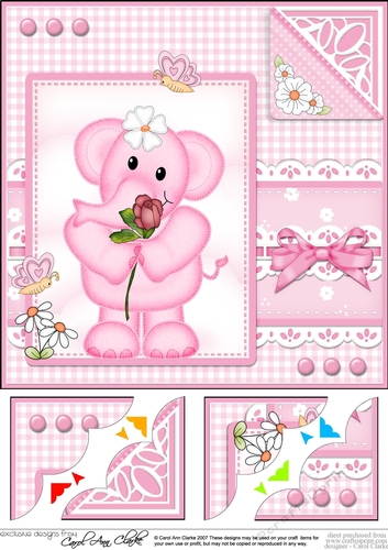 8 x 8 Lola Elephant & Lace Scalloped Corner Topper 