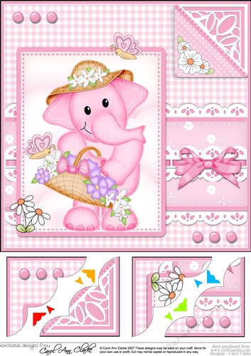 8 x 8 Lola Elephant & Lace Scalloped Corner Topper 
