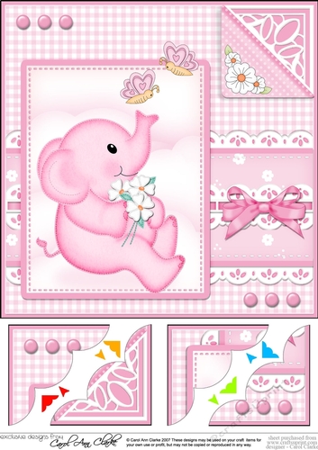 8 x 8 Lil Elephant & Lace Scalloped Corner Topper 