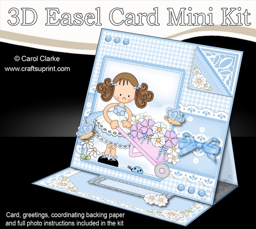 3D Easel Card Mini Kit - Pretty in Blue - Cute Girlz
