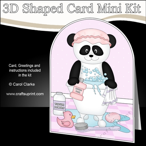 3D Shaped Card Kit - Bathtub Buddies - Cute Little Panda