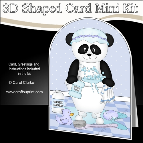 3D Shaped Card Kit - Bathtub Buddies - Cute Little Panda