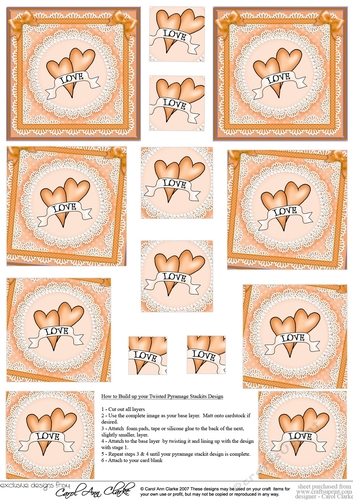 Love Hearts Twisted Pyramage sheet