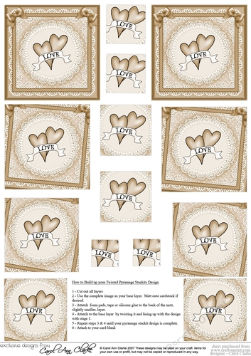 Love Hearts Twisted Pyramage sheet