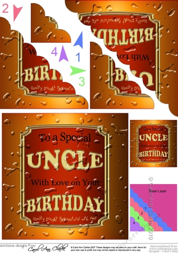 To a Special Uncle With Love on Your Birthday - Beer Label Scallop Corner side stacker Topper