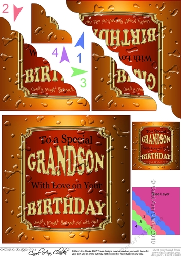 To a Special Grandson With Love on Your Birthday - Beer Label Scallop Corner side stacker Topper