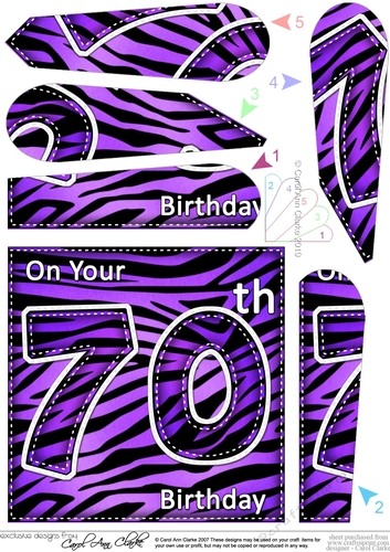 Fun Zebra Striped 70th Birthday Fan Pyramage Topper
