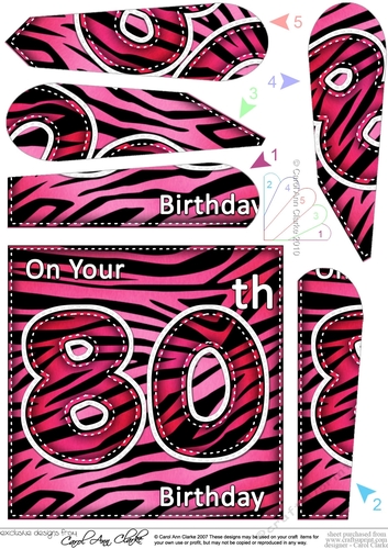 Fun Zebra Striped 80th Birthday Fan Pyramage Topper