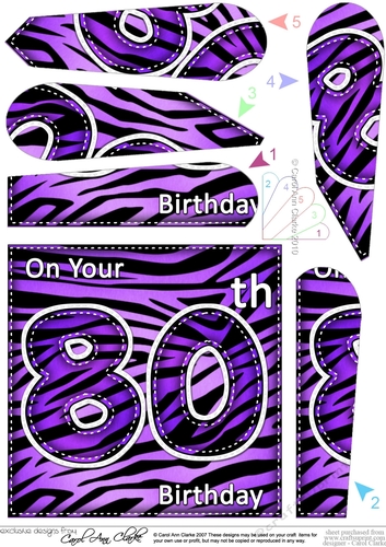 Fun Zebra Striped 80th Birthday Fan Pyramage Topper