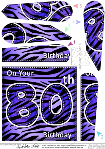 Fun Zebra Striped 80th Birthday Fan Pyramage Topper