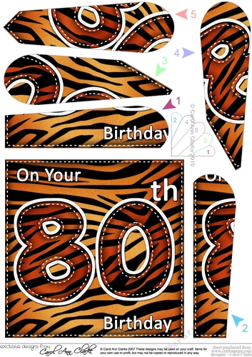 Fun Zebra Striped 80th Birthday Fan Pyramage Topper