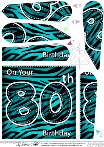 Fun Zebra Striped 80th Birthday Fan Pyramage Topper